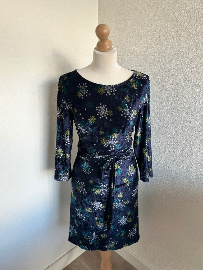 King Louie maat L blauwe Zoe velvet dress 2784