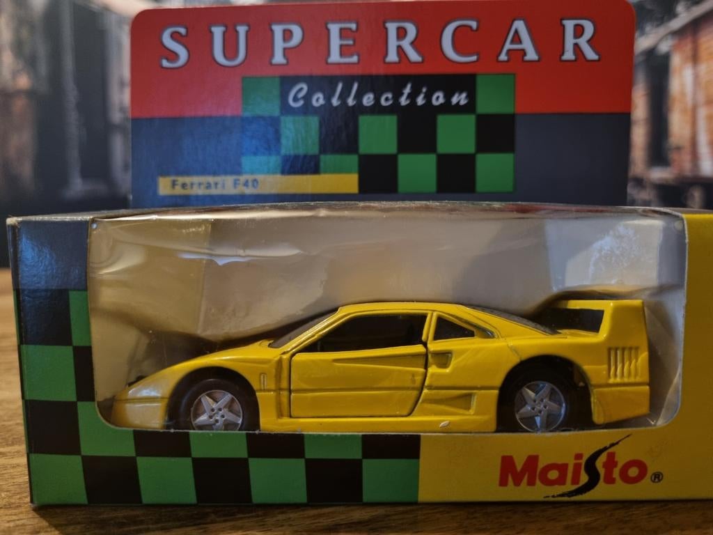 Maisto Supercar Collection Ferrari F40 - Geel, Ophalen of Verzenden, Nieuw, Auto, Overige merken