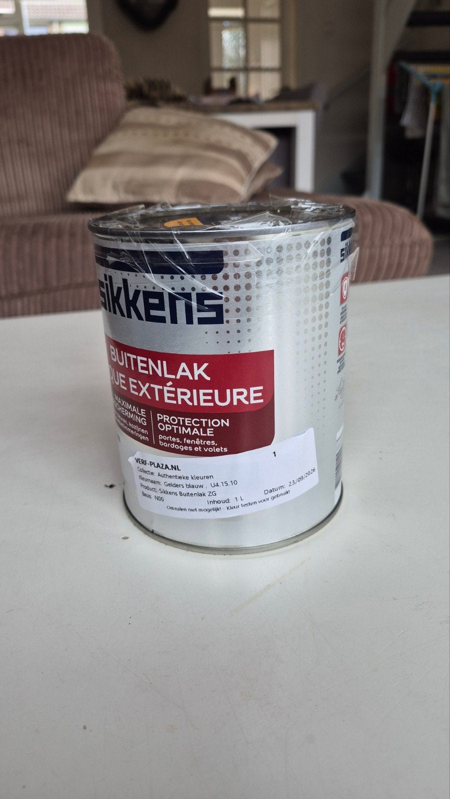 Sikkens Gelders blauw zijdeglans buitenlak - Nieuw en Ongeop, Blauw, Nieuw, Ophalen of Verzenden, Lak