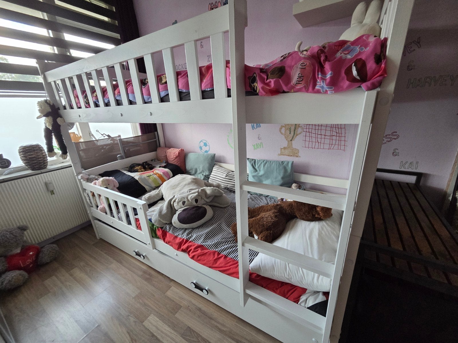 mooi houten stapelbed met onderbed incl matrasjes, Ophalen, Zo goed als nieuw, Stapelbed