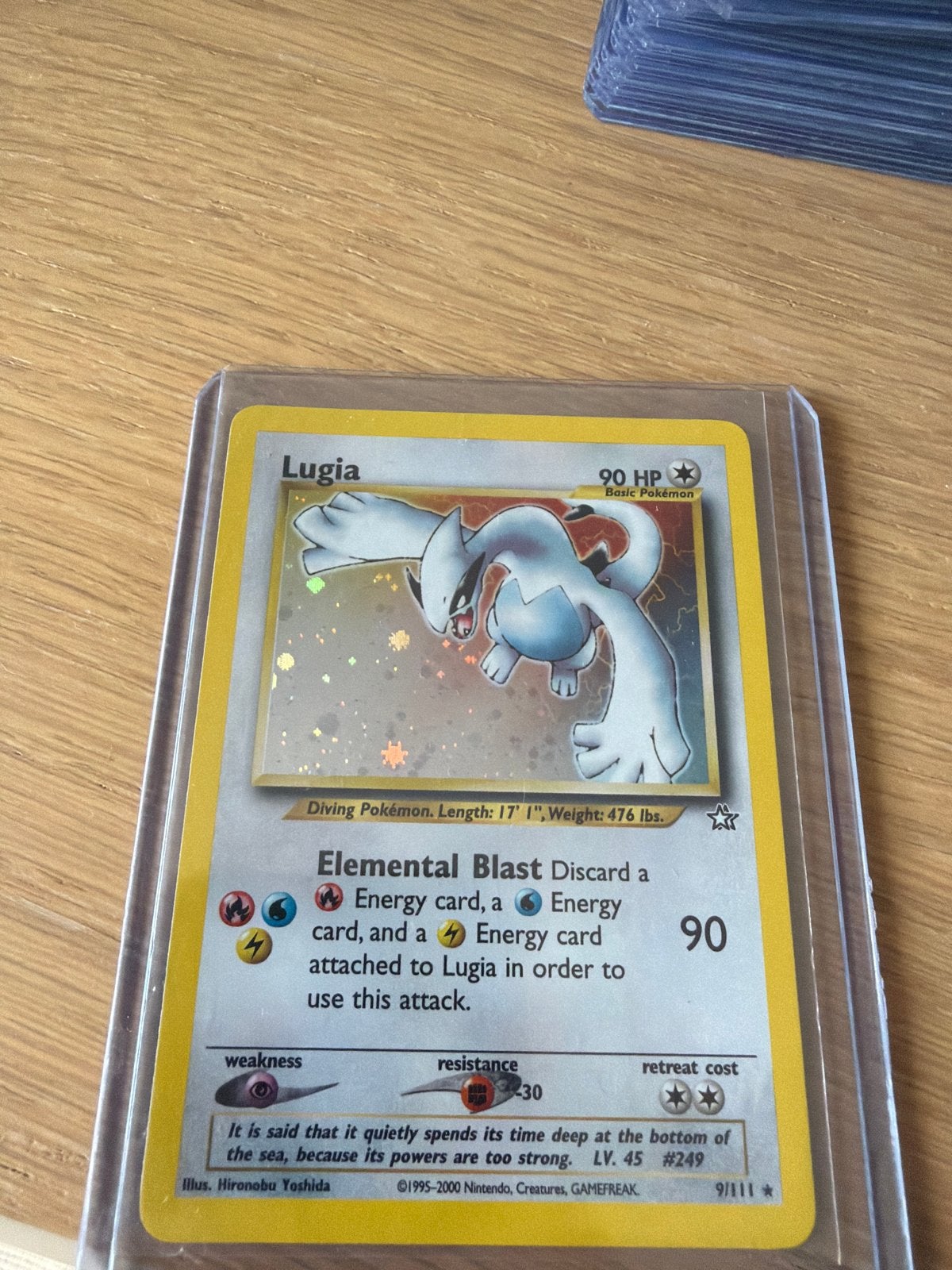 Lugia 9/111 Neo Genesis Holo Rare Pokémon Kaart, Ophalen of Verzenden, Zo goed als nieuw, Losse kaart, Foil