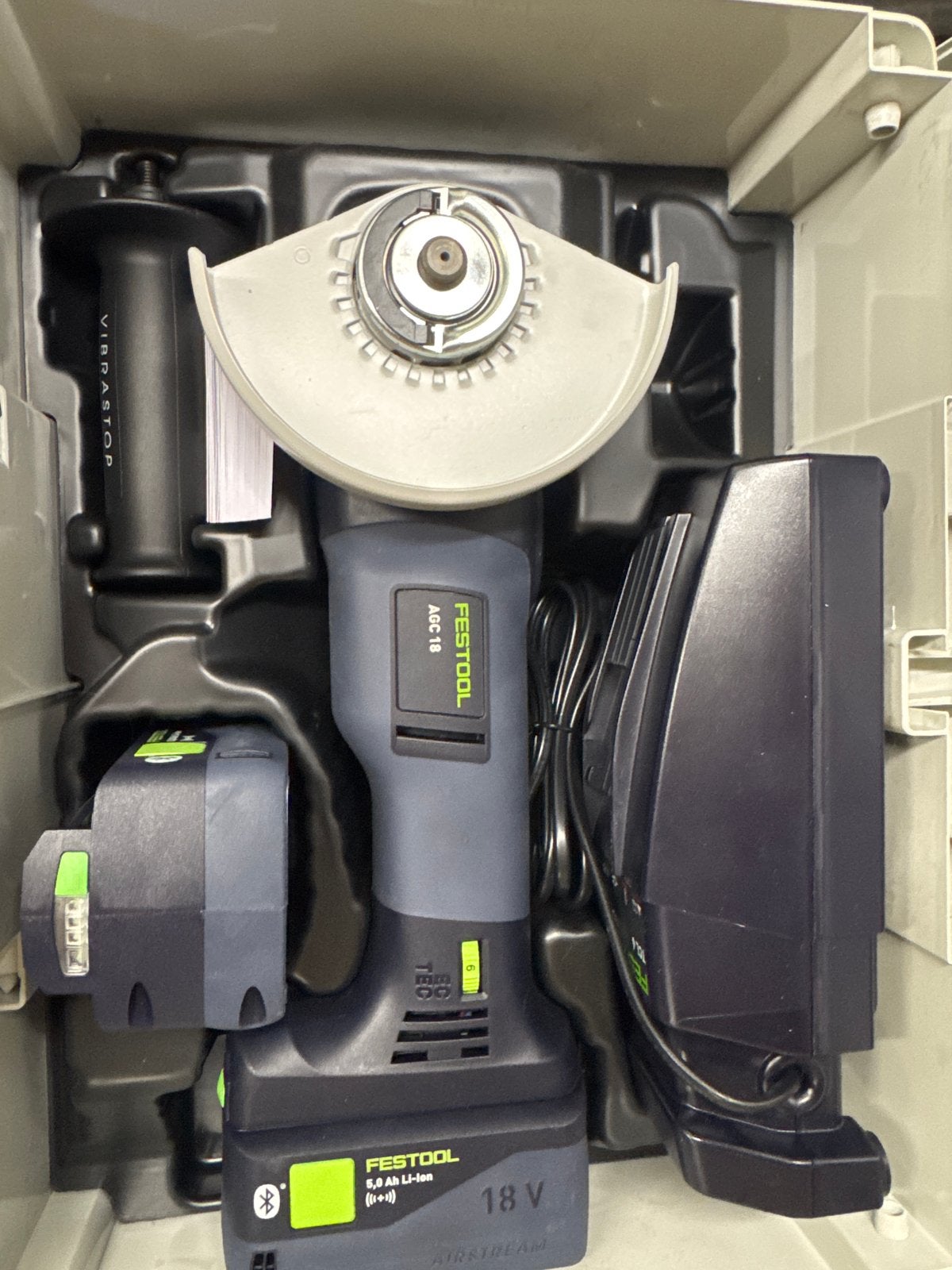Festool AGC 18 Accu Haakse Slijper 18V met 5.0 Ah Li-Ion, Ophalen of Verzenden, Zo goed als nieuw, Minder dan 600 watt, Overige typen