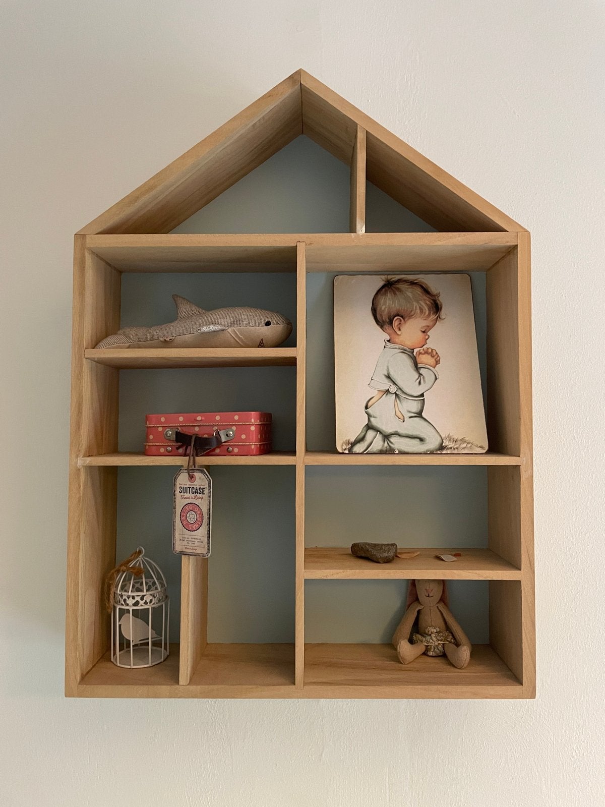 Houten huisje wandrekje - inclusief accessoires, Ophalen, Gebruikt