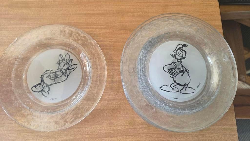 9 Disney bordjes van glas 19 cm, Verzamelen, Ophalen, Huis en Inrichting