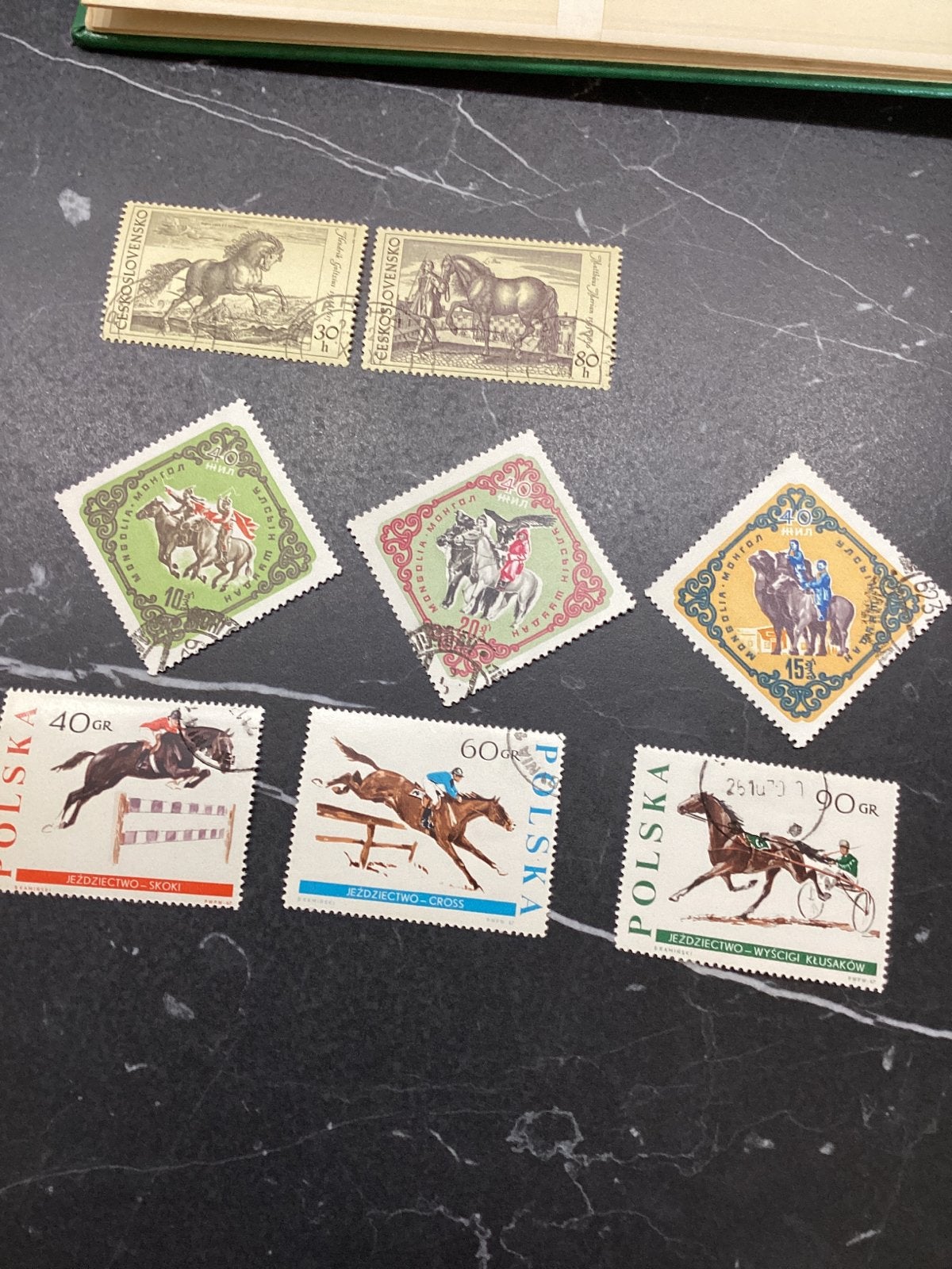 Postzegels met paardenmotieven - Tsjechoslowakije, Polen, Mo, Ophalen of Verzenden, Gestempeld, Dier of Natuur