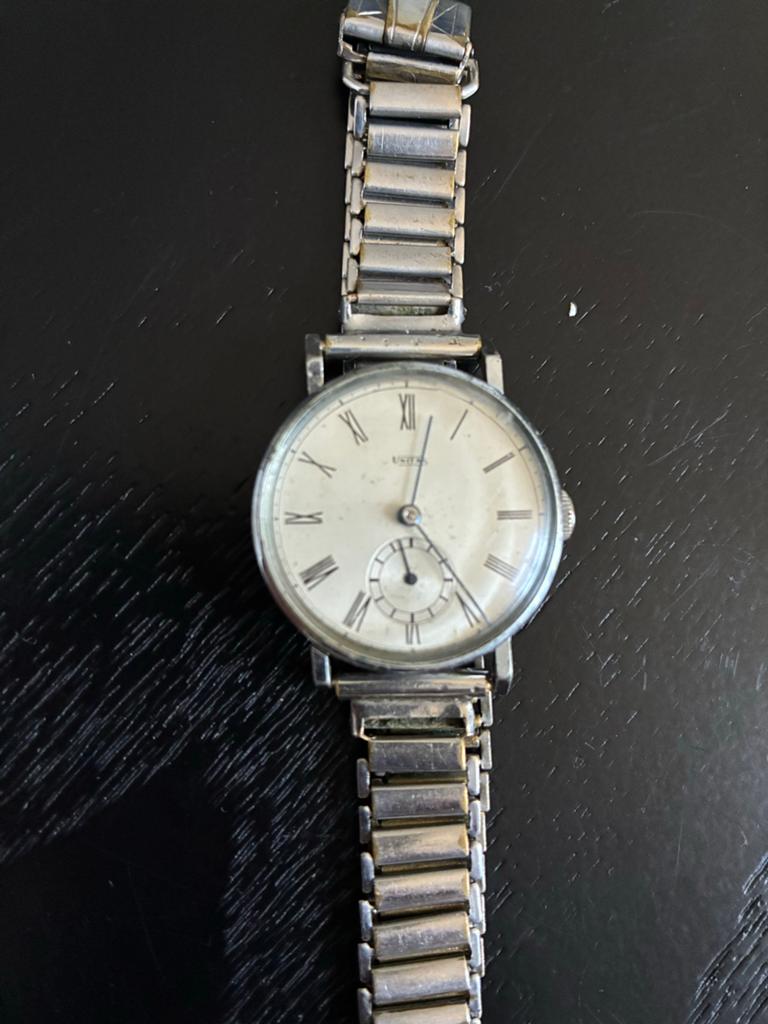 Vintage Unitas polshorloge, lopend, Overige merken, Staal, Met bandje, Polshorloge