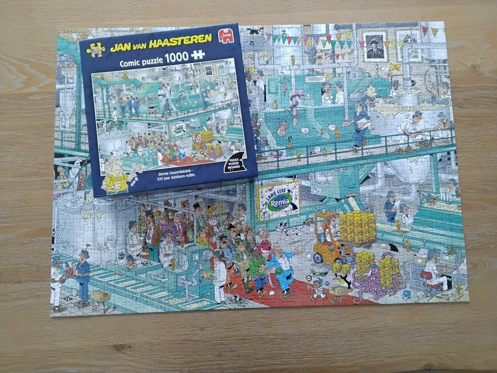 Jan van Haasteren Remia Sauzenfabriek 1000 stukjes puzzel, Ophalen, 500 t/m 1500 stukjes, Zo goed als nieuw, Legpuzzel