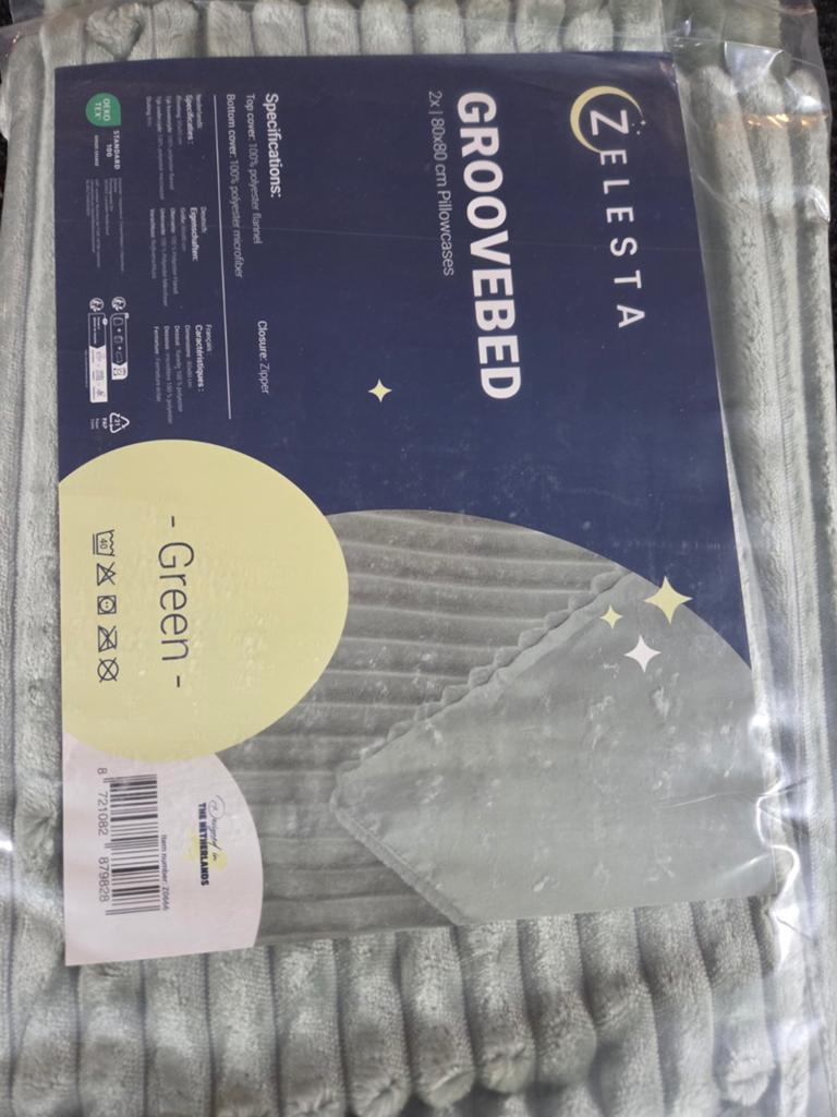Zelesta Groovebed Kussenslopen - Groen - 2x 80x80 cm, Overige maten, Hoeslaken of Sloop, Nieuw, Ophalen of Verzenden