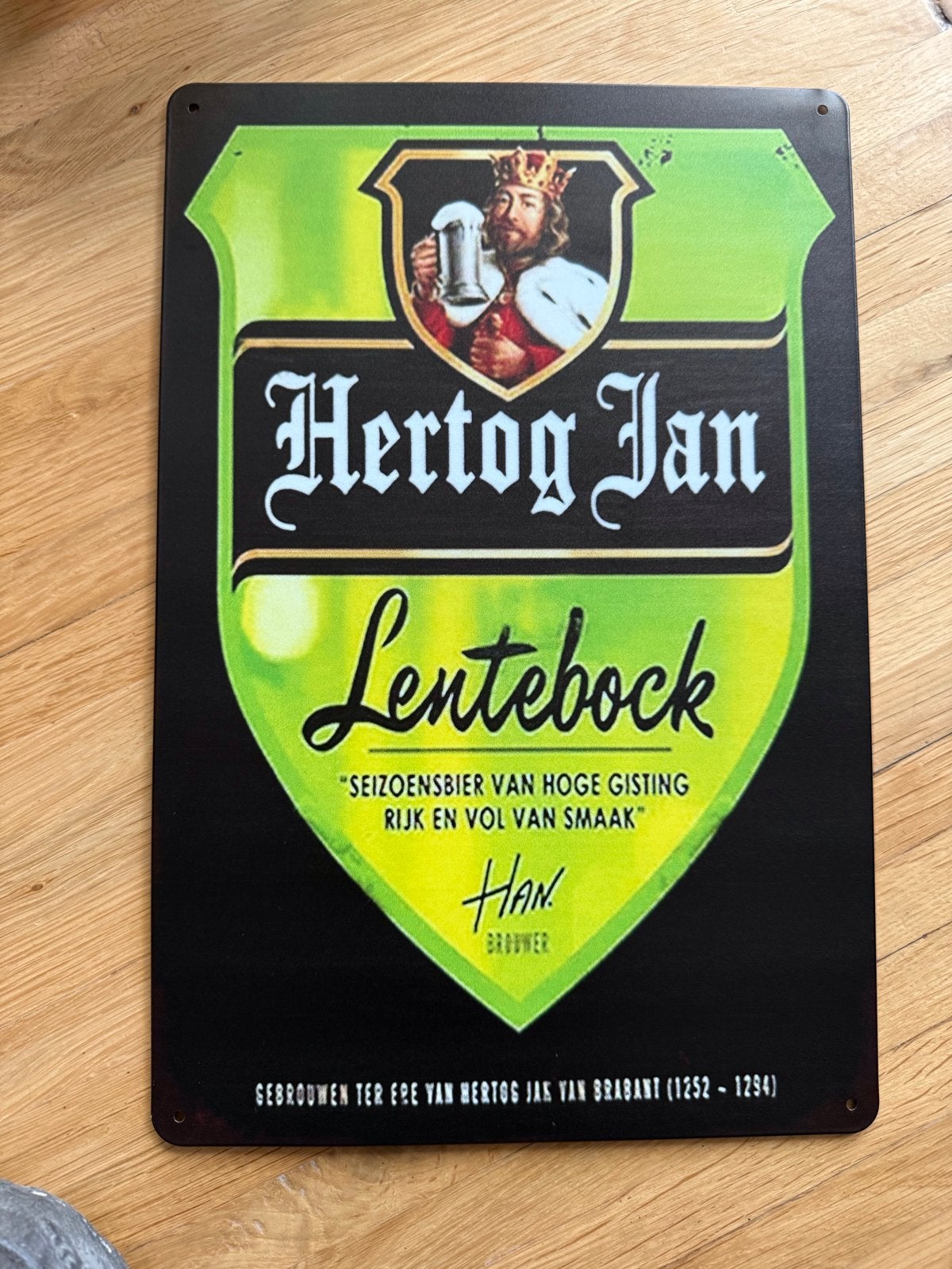 Hertog Jan Lentebock Reclamebord - Seizoensbier30 bij 20, Verzamelen, Ophalen of Verzenden, Gebruikt, Reclamebord