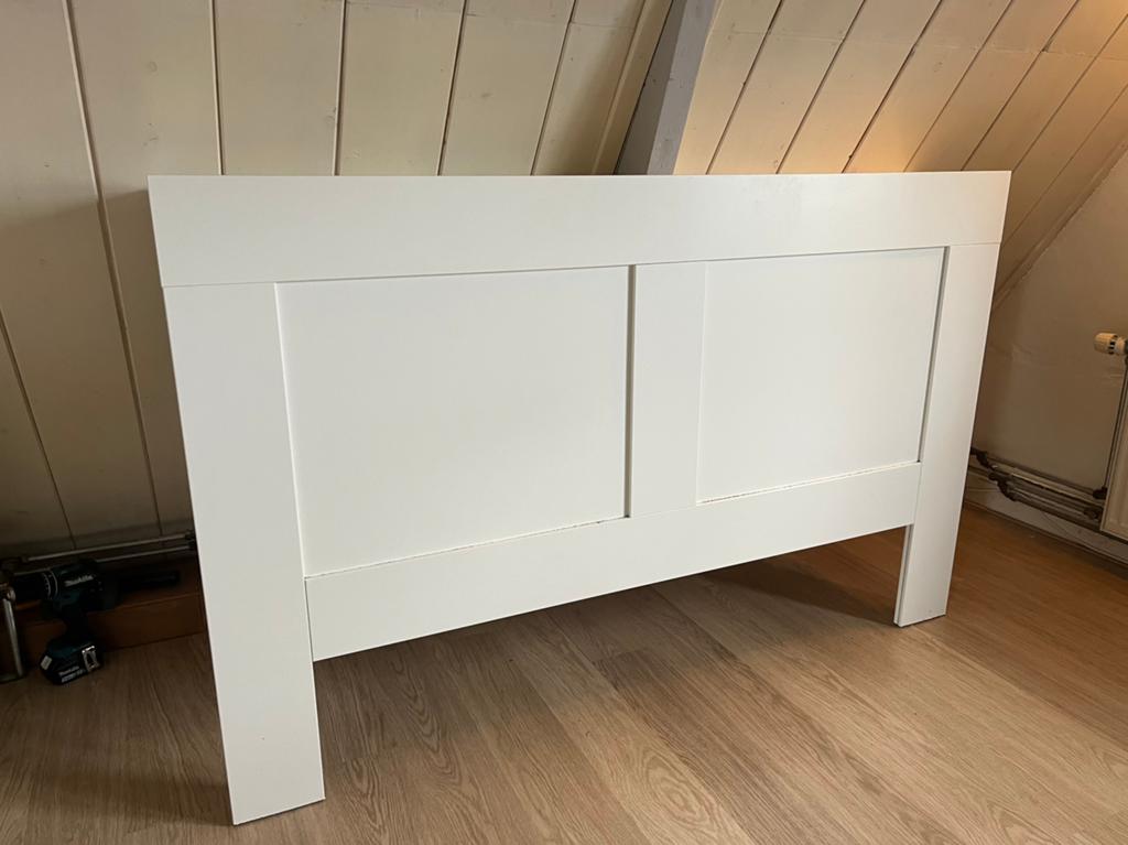 Hoofdbord IKEA, Huis en Inrichting, Slaapkamer | Bedden, Gebruikt, Tweepersoons, 160 cm, Overige maten, Hout, Wit, Ophalen