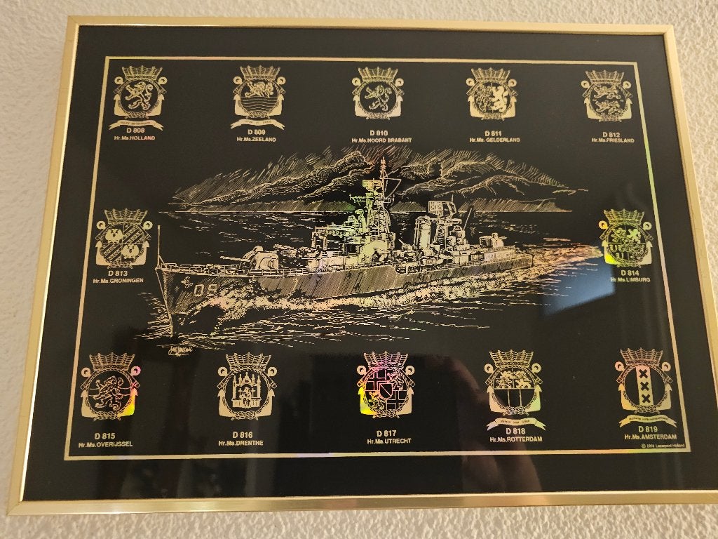 Laserprint reünie Karel Doorman, De Zeven Provinciën, Dubois, 30 cm, 1950 - 1999, Overige technieken, Militair