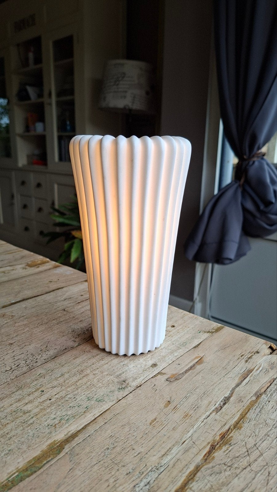 Vintage IKEA Bista Tafellamp Porselein Plissé Jaren 80/90, Ophalen of Verzenden, Gebruikt, Overige materialen