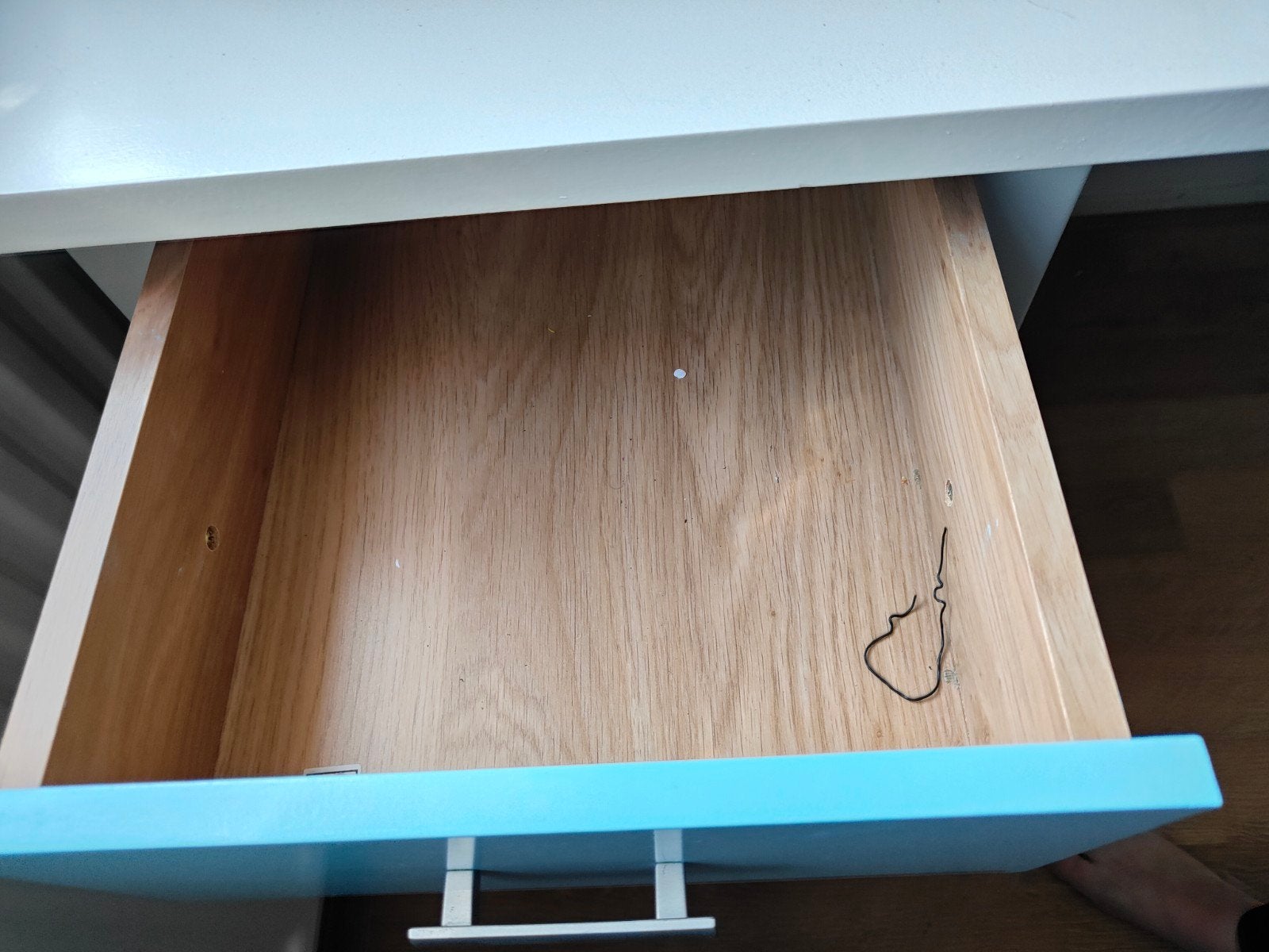 bureau met lades en kastje - wit/blauw (zonder scherm), Ophalen, Met lades, Gebruikt, Spaanplaat of MDF
