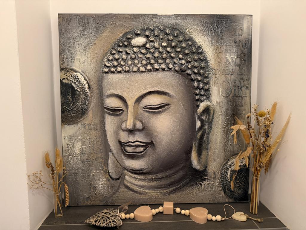 Canvas schilderij met Boeddha GRATIS, Huis en Inrichting, Woonaccessoires | Schilderijen, Tekeningen en Foto's, Ophalen, Gebruikt