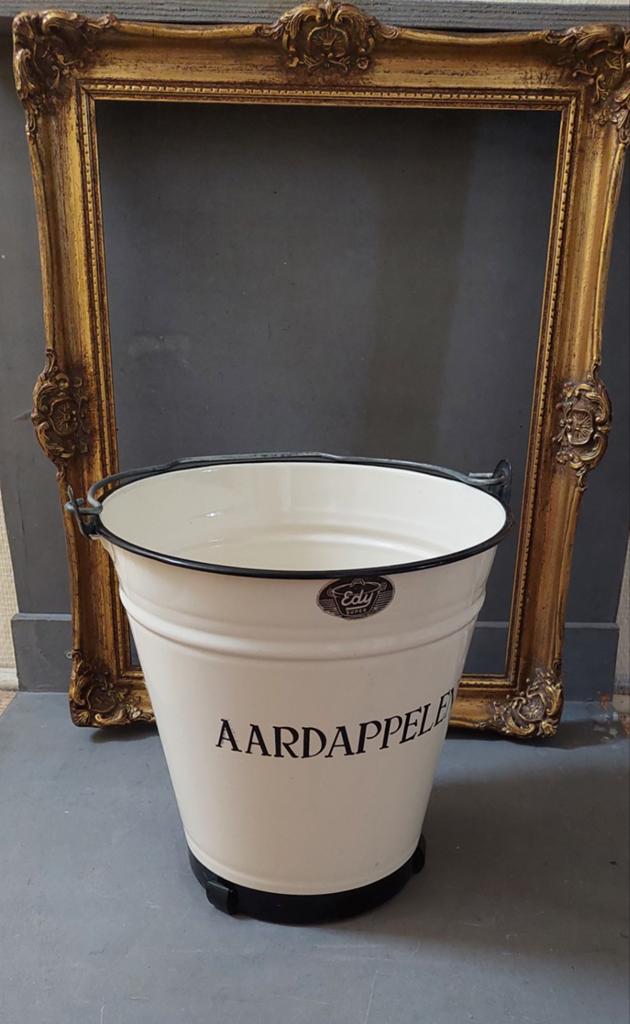 Vintage Edy Super Aardappelemmer - Crème zwart Emaille, Antiek en Kunst, Antiek | Emaille, Ophalen of Verzenden