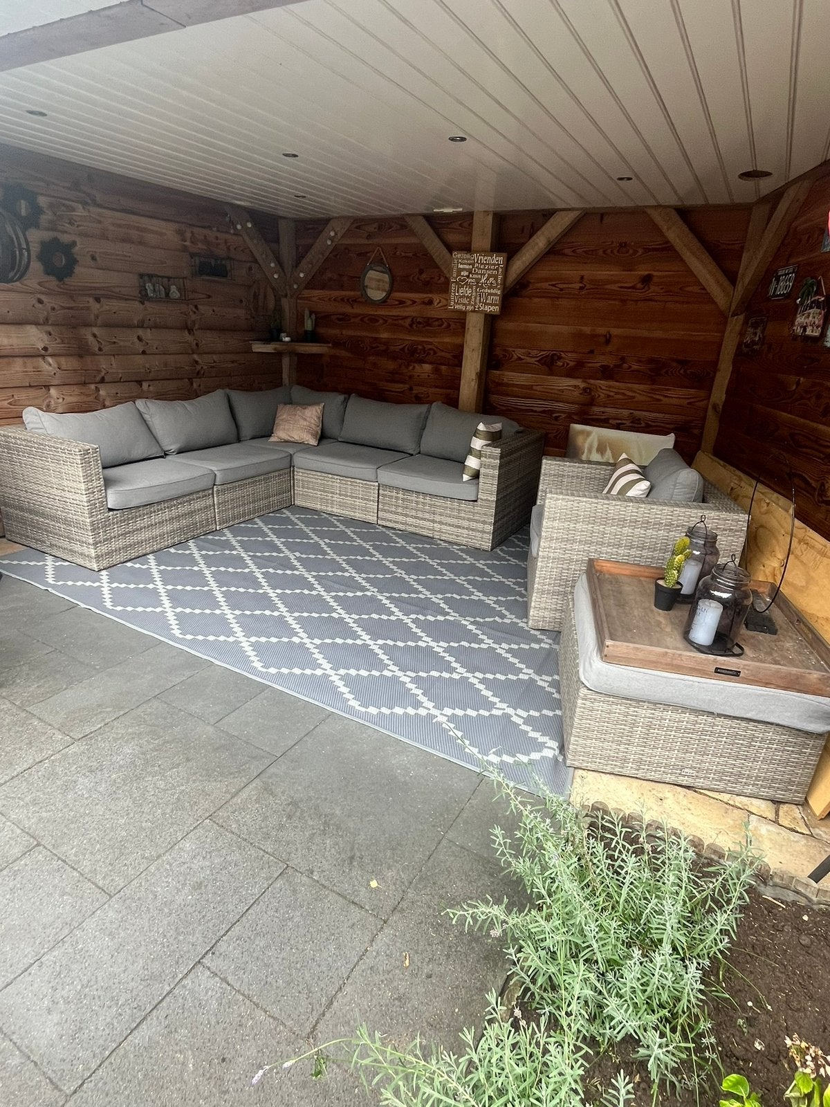 Mooie tuinset met hoekbank en losse stoel, Tuin en Terras, Tuinsets en Loungesets, Ophalen, Gebruikt, Wicker, Bank