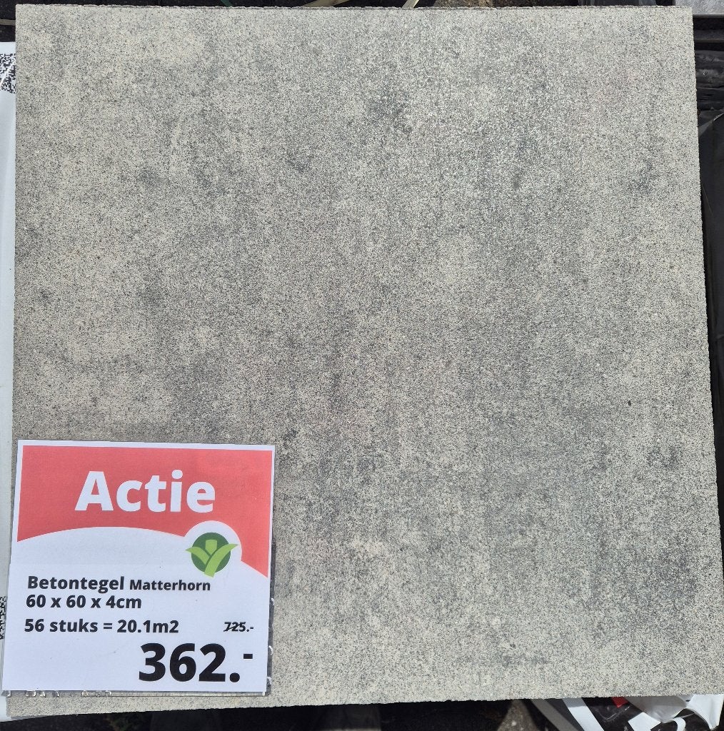 Tuintegel Smartton Matterhorn 60x60x4cm 56st., Verzenden, Nieuw, 10 m² of meer, Beton