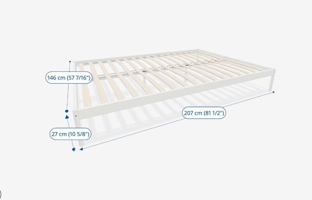 Ikea Vevelstad bedframe 140x200, Ophalen, Wit, Tweepersoons, 140 cm