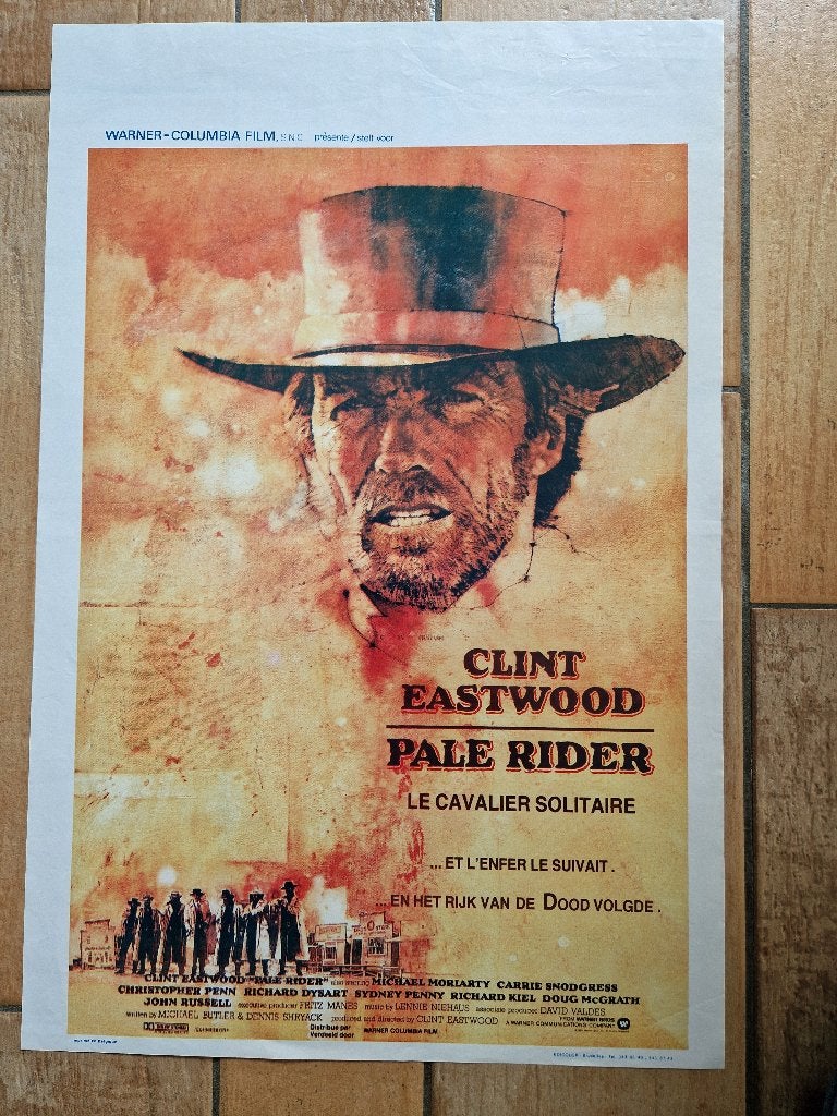 filmaffiche Clint Eastwood Pale Rider filmposter, Rechthoekig Staand, Ophalen of Verzenden, Zo goed als nieuw, A1 t/m A3