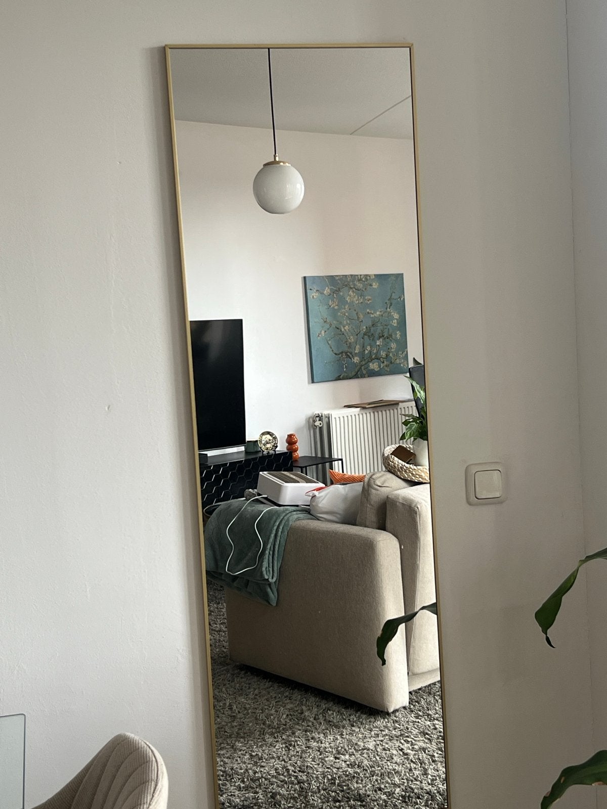 Goudkleurige Passpiegel - Slank en Modern Design, Ophalen, Minder dan 50 cm, 200 cm of meer, Zo goed als nieuw