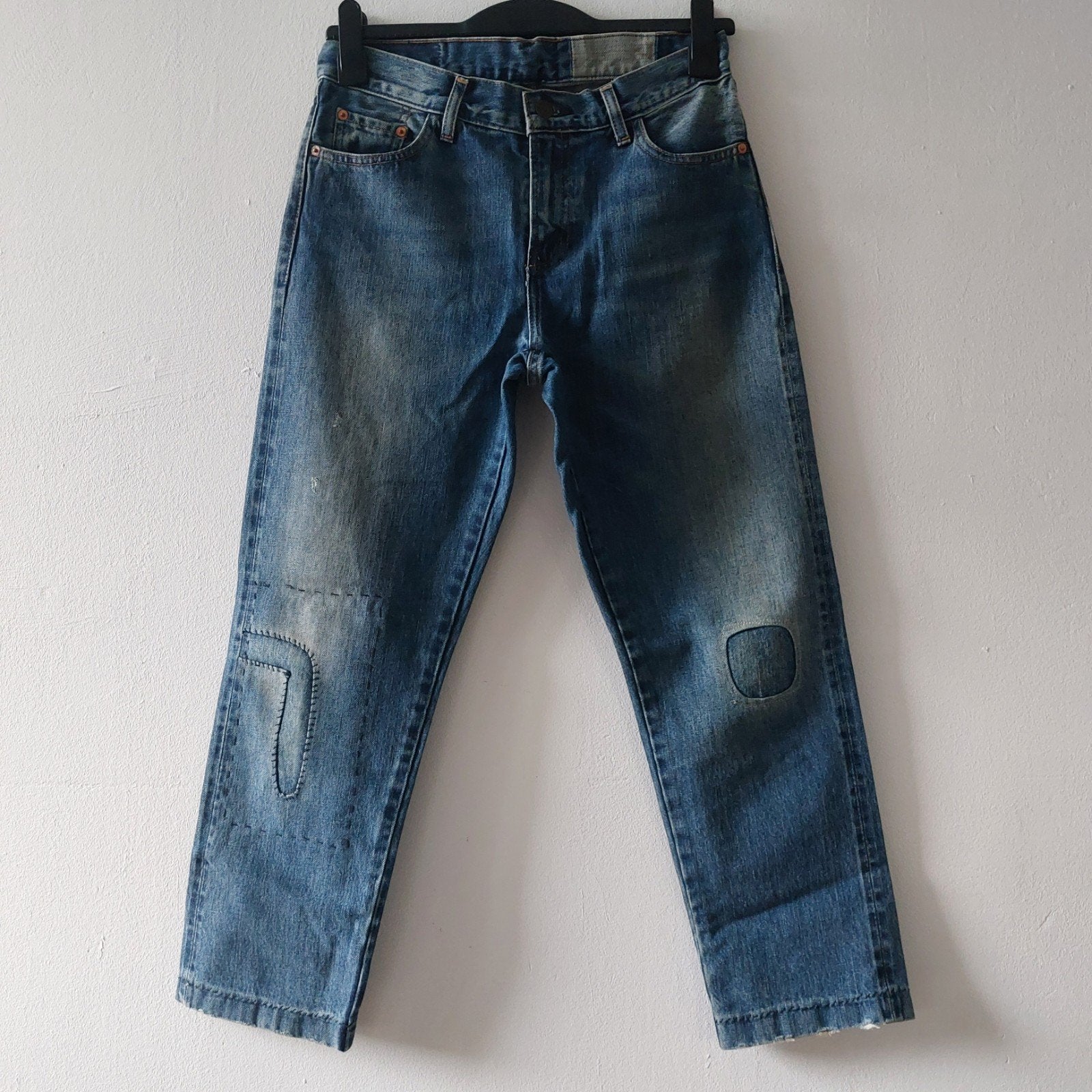 Levis Vintage Clothing 505 big E Selvedge jeans, Blauw, Ophalen of Verzenden, W28 - W29 (confectie 36), Gedragen