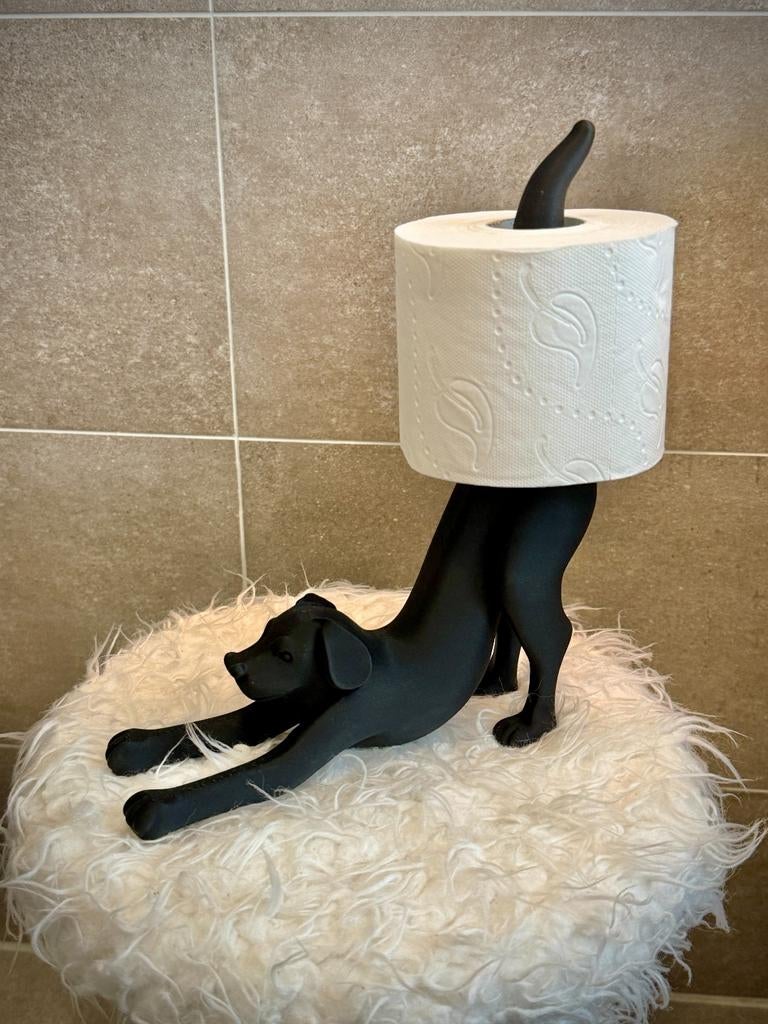 3D Geprinte WC Rolhouder Hond - Uniek Design, Zwart, Nieuw, Kunststof, Ophalen of Verzenden