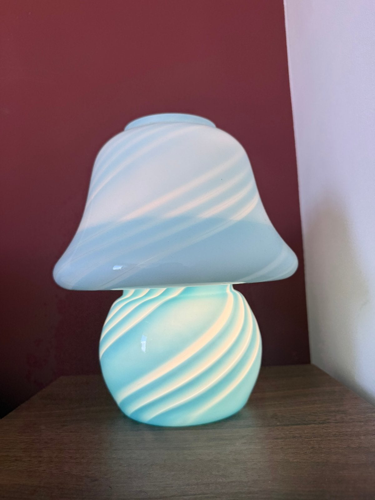 Vintage Murano Glazen Paddenstoellamp Vetri Murano XL Swirl, Paddenstoellamp, Design, Ophalen, Blauw