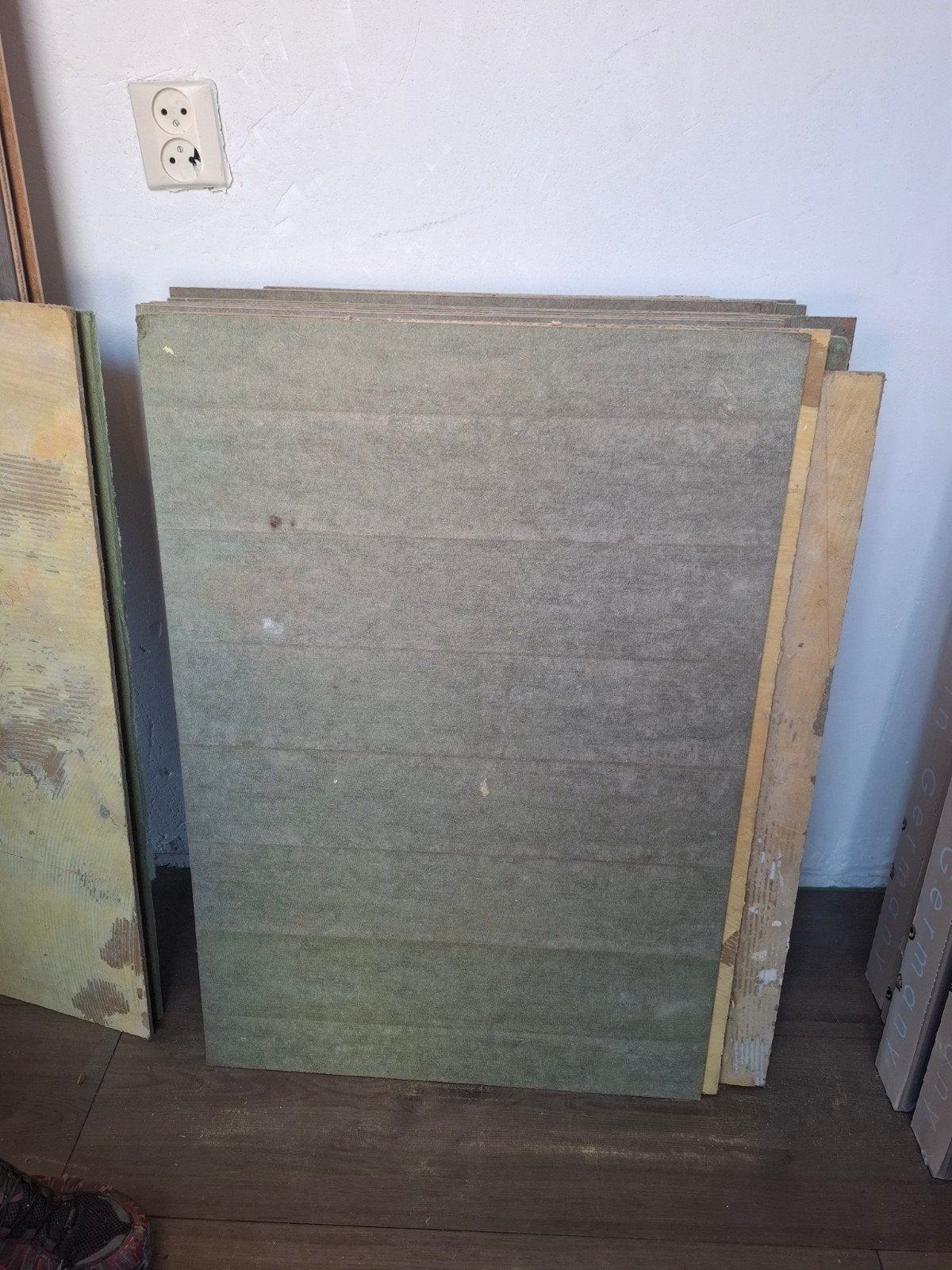 23 groene ondervloerplaten en nog wat stukjes, Doe-het-zelf en Verbouw, Vloerdelen en Plavuizen, Ophalen, Overige materialen, 30 cm of meer