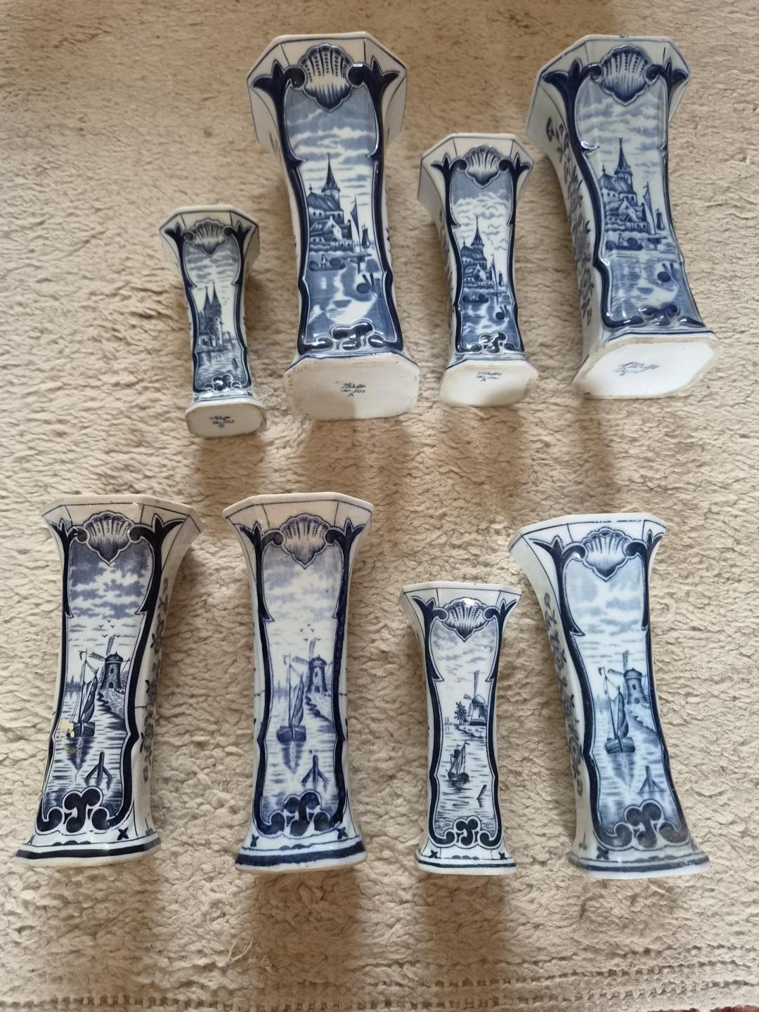 8 Vintage Delfts Blauw Vazen - MOSA Decor 501, Ophalen