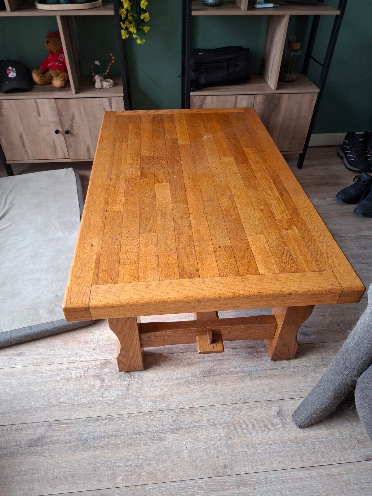 blank eiken salon tafel, Ophalen, 100 tot 150 cm, Eikenhout, 50 tot 100 cm