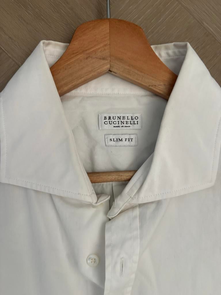Brunello Cucinelli Slim Fit Overhemd - XXXL (valt strak), Kleding | Heren, Overhemden, Ophalen of Verzenden, Gedragen, Wit, Overige halswijdtes