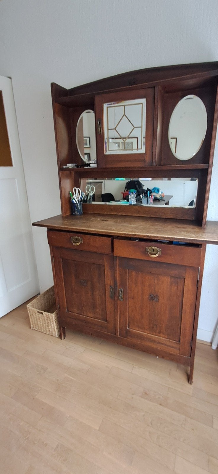 Antieke vintage kast / buffetkast / dressoir met spiegels, Ophalen