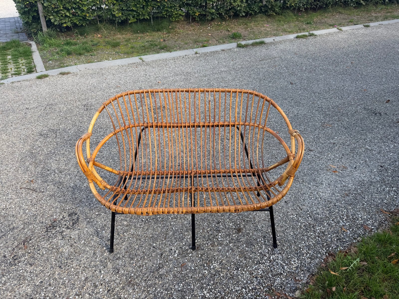 Rotan bankje en stoelen, Ophalen, Gebruikt, 150 tot 200 cm, Tweepersoons
