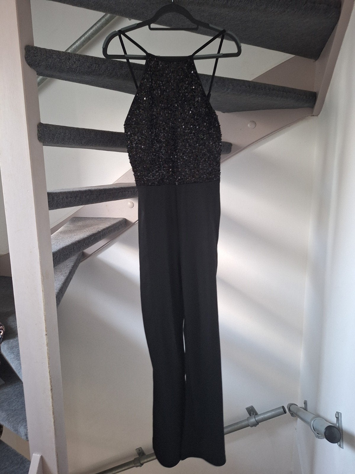 Jumpsuit met pailletten top - Maat L, Mast, Zwart, Maat 42/44 (L), Ophalen of Verzenden
