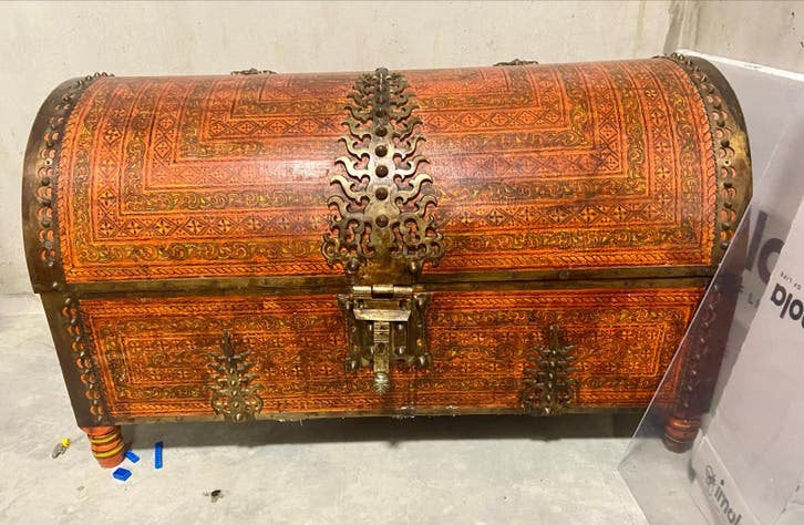 Antieke Anglo-Indiase Malabar Schatkist, Messing Beslag, Antiek en Kunst, Ophalen