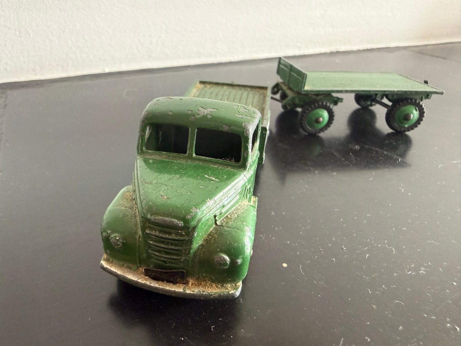Dinky Toys 422 Fordson vrachtwagen met aanhanger - Vintage, Verzenden, Gebruikt