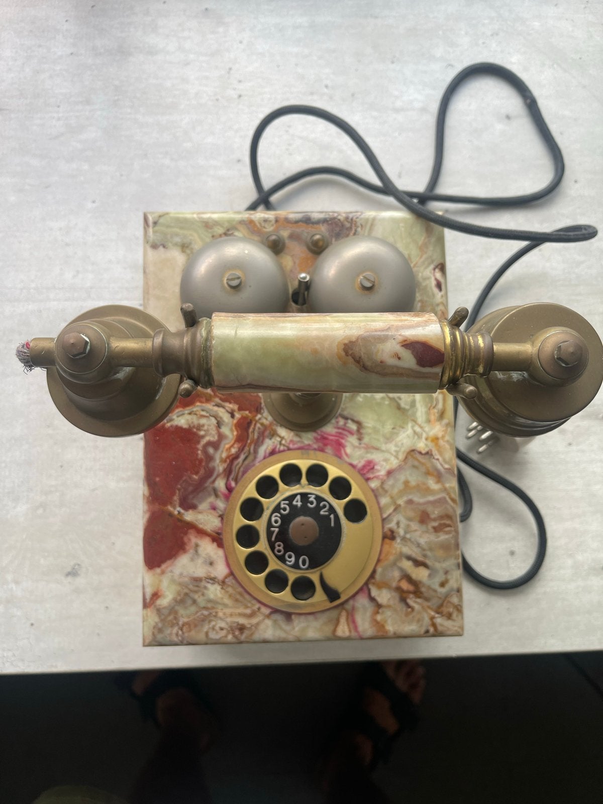 Antieke Marmeren Onyx Telefoon met Draaischijf, Ophalen