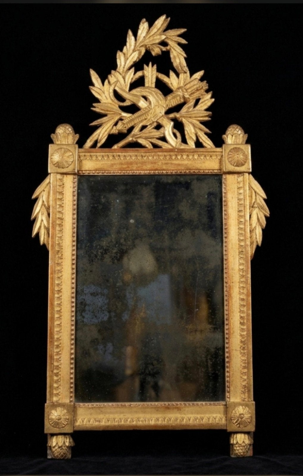 Antieke Franse spiegel, Ophalen, Rechthoekig, Minder dan 50 cm