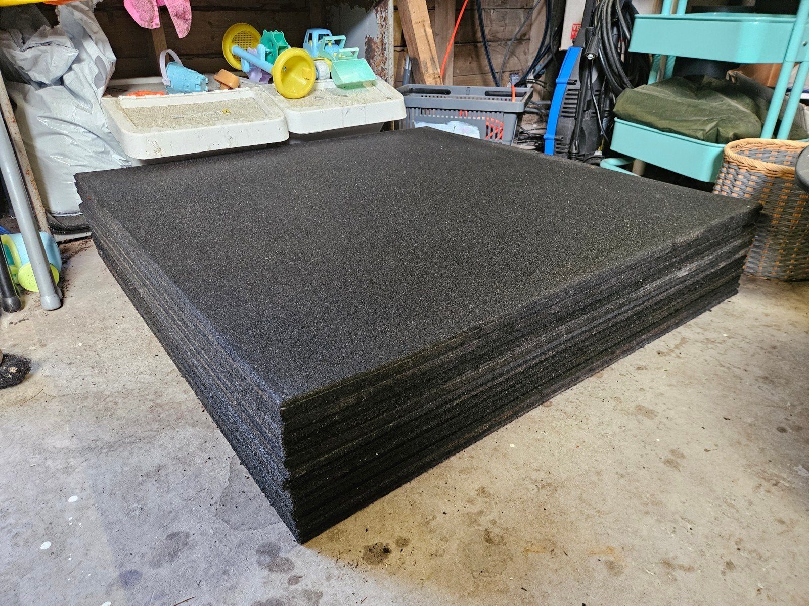 14 rubberen fitness tegels 100x100 cm, Ophalen, Gebruikt, Overige materialen