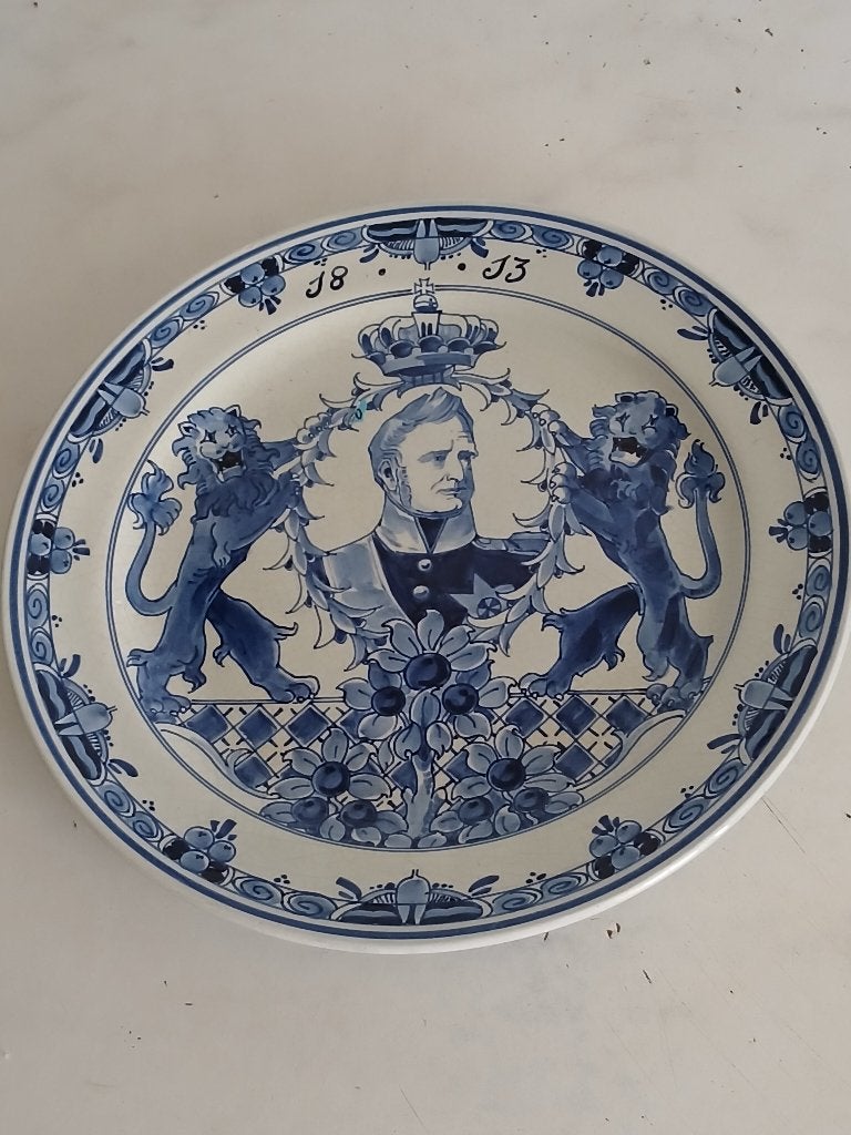 Antiek De Porceleyne Fles Herdenkingsbord  Koning Willem I., Antiek en Kunst, Ophalen of Verzenden