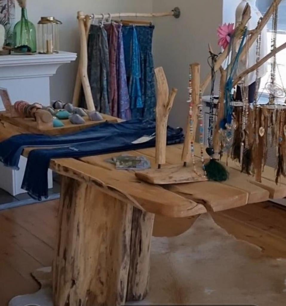Boomstam tafel, 200 cm of meer, Zo goed als nieuw, Rechthoekig, 50 tot 100 cm