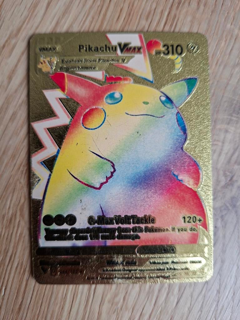 Pikachu VMAX Gouden Pokémon Kaart - Zeldzaam, Ophalen of Verzenden, Gebruikt, Losse kaart, Foil