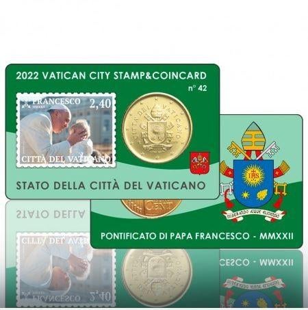 Coincard 42 met Postzegel Vaticaan 2022, Postzegels en Munten, Munten | Europa | Euromunten, Ophalen of Verzenden, Vaticaanstad