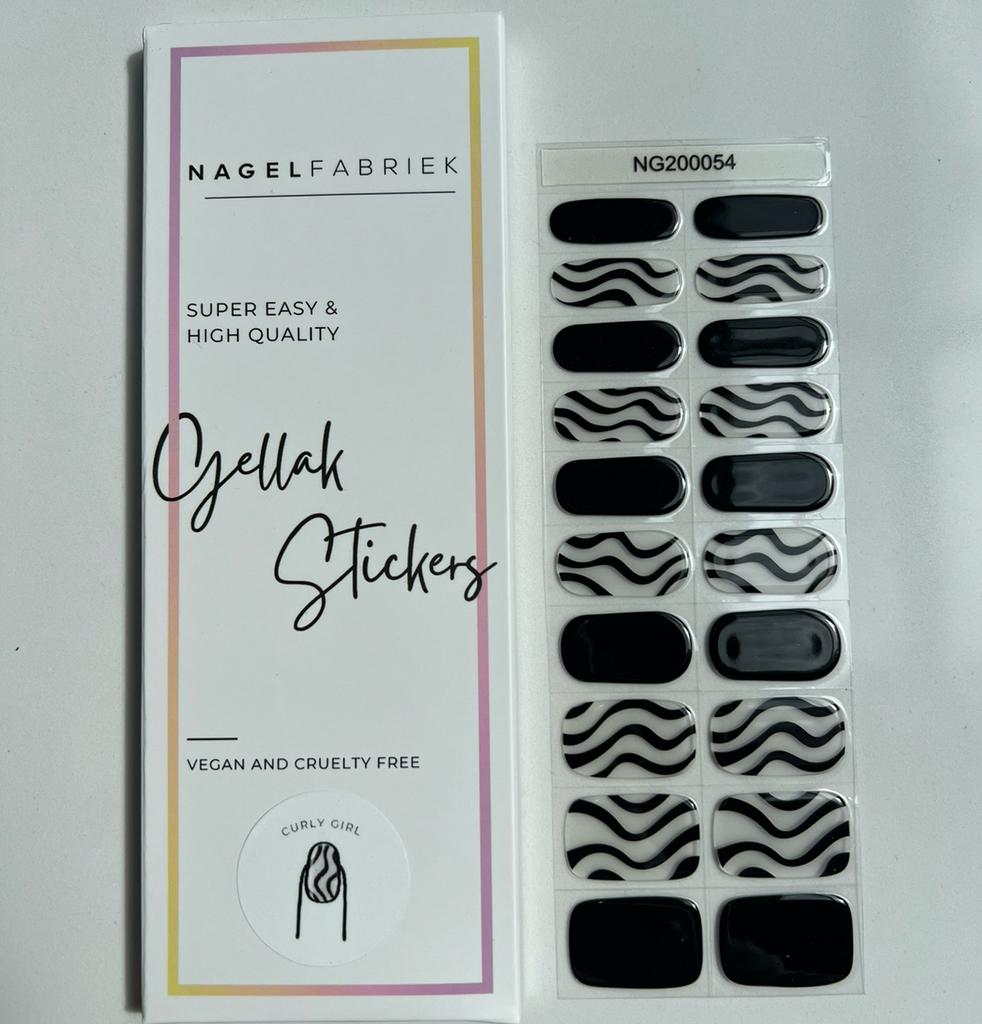 Nagelfabriek Gellak Stickers Curly Girl, Zwart, Nieuw, Ophalen of Verzenden, Handen en Nagels