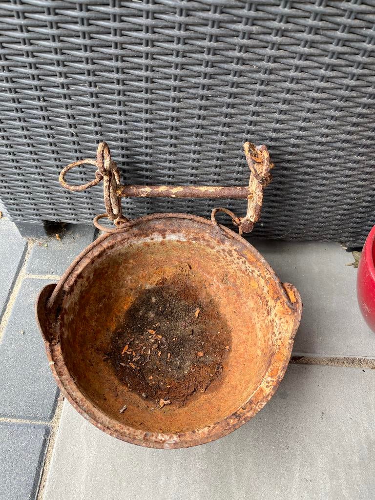 Giet ijzer bloembak, Tuin en Terras, Ophalen, Gebruikt, Minder dan 30 cm, Rond