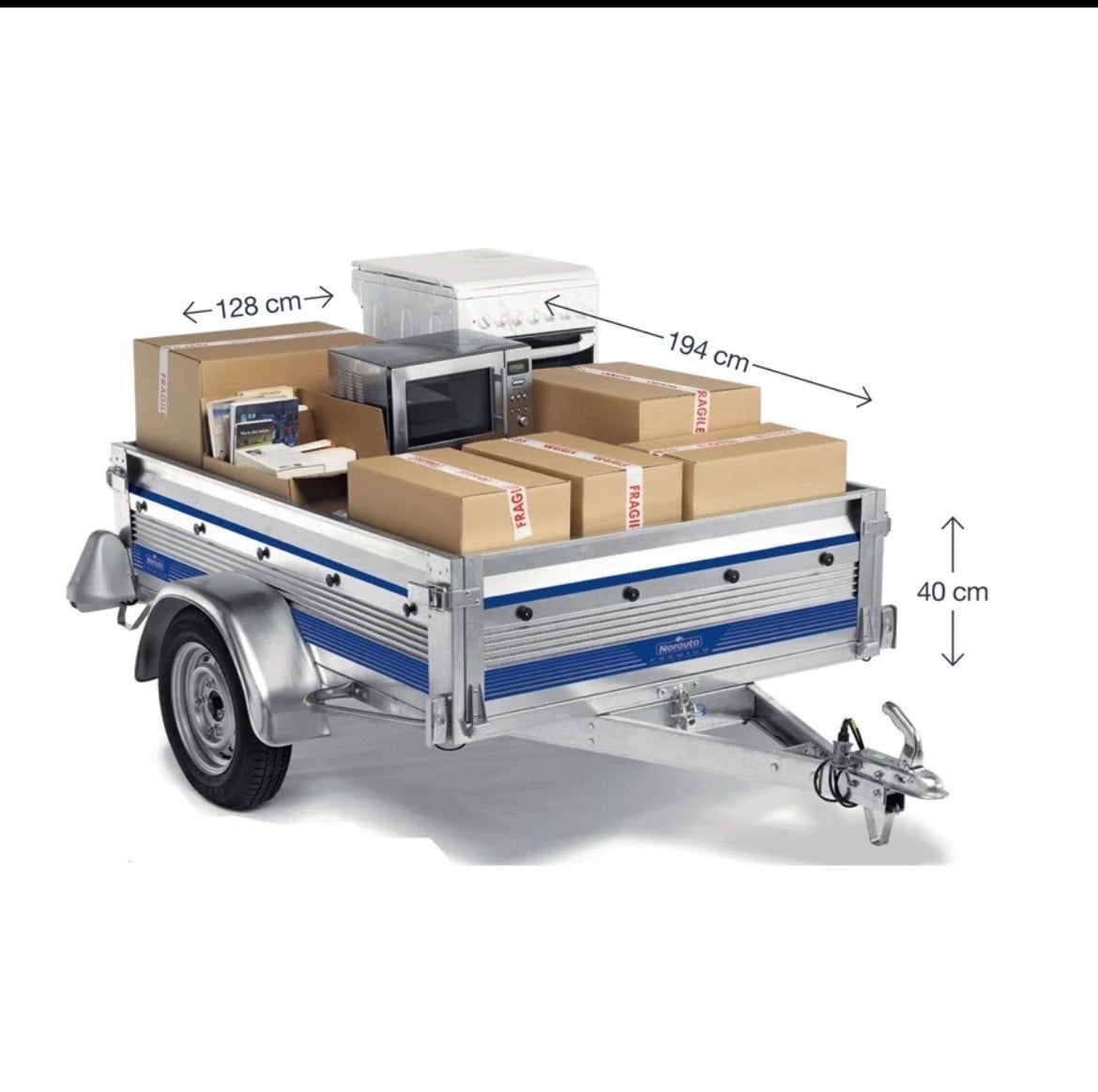 Norauto aanhangwagen met huif en reservewiel, Auto diversen, Aanhangers en Bagagewagens, Ophalen, Gebruikt
