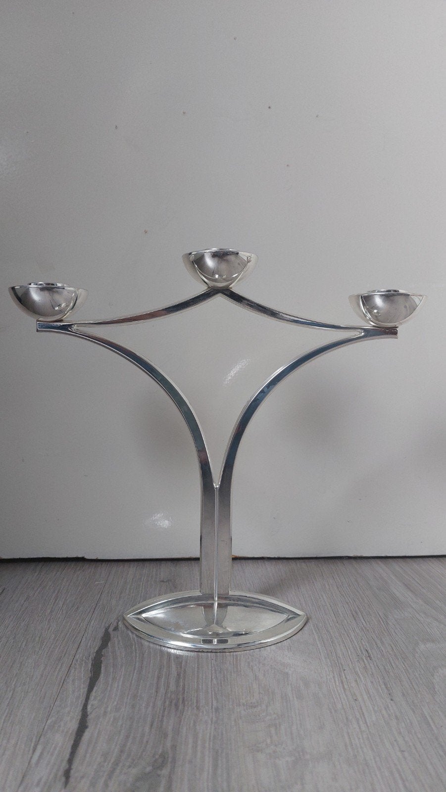 BMF 3 armige verzilverde kandelaar., Gebruikt, Ophalen of Verzenden, 24 cm, Kandelaar