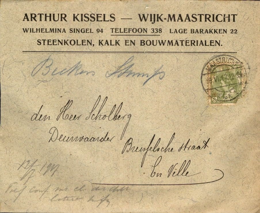 Maastricht - A. Kissels - Reclame - 1917, Verzenden, Voor 1920, Gelopen, Limburg