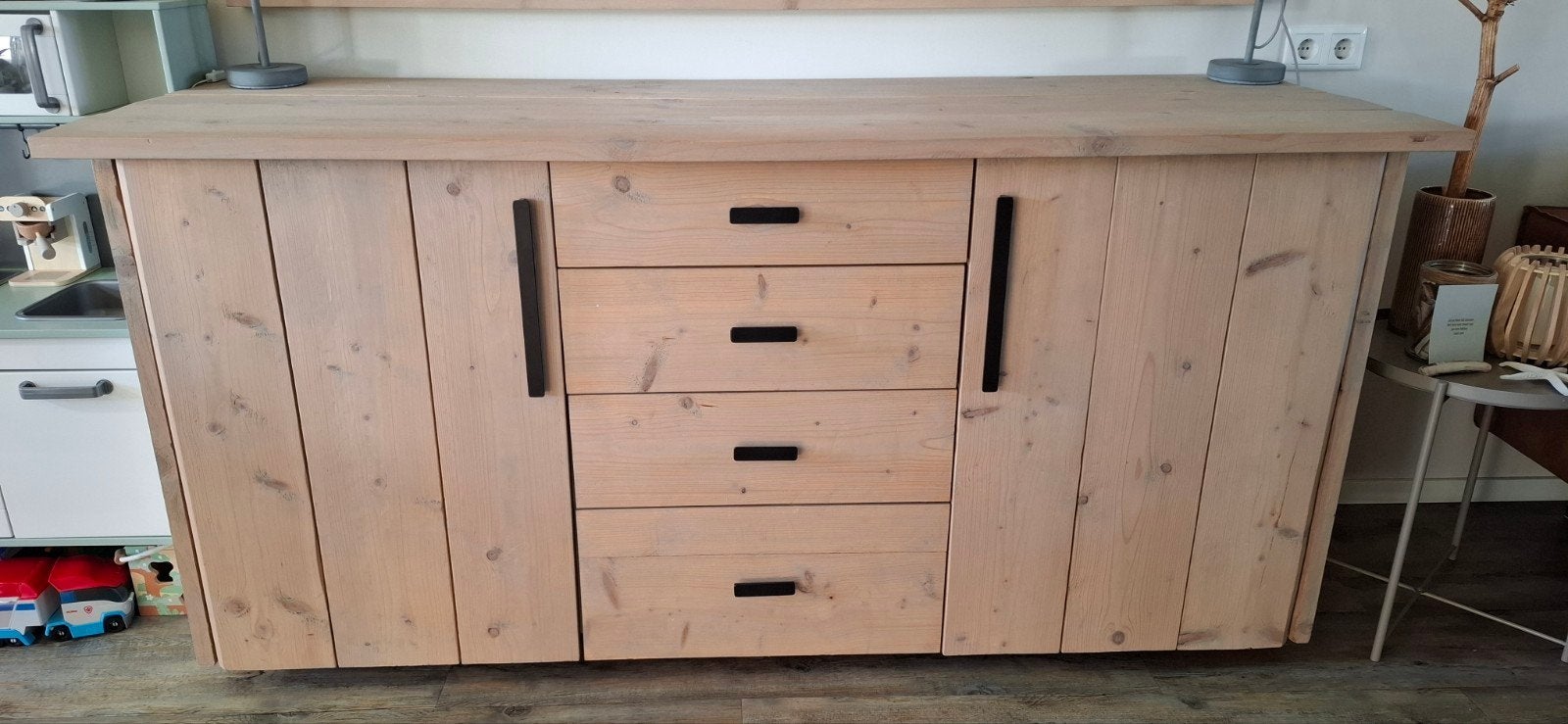 Steigerhouten dressoir, Ophalen, 150 tot 200 cm, Met lade(s), Zo goed als nieuw