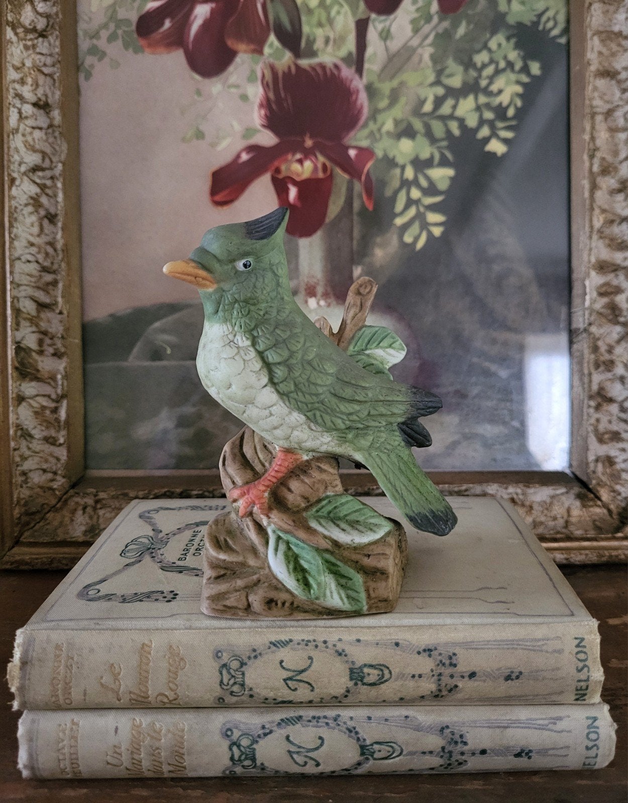 Vintage vogelbeeldje 'Toen was geluk', Ophalen of Verzenden, Zo goed als nieuw, Dier